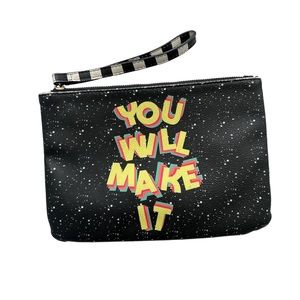 Betsey Johnson Black Clutch with Motivational Text